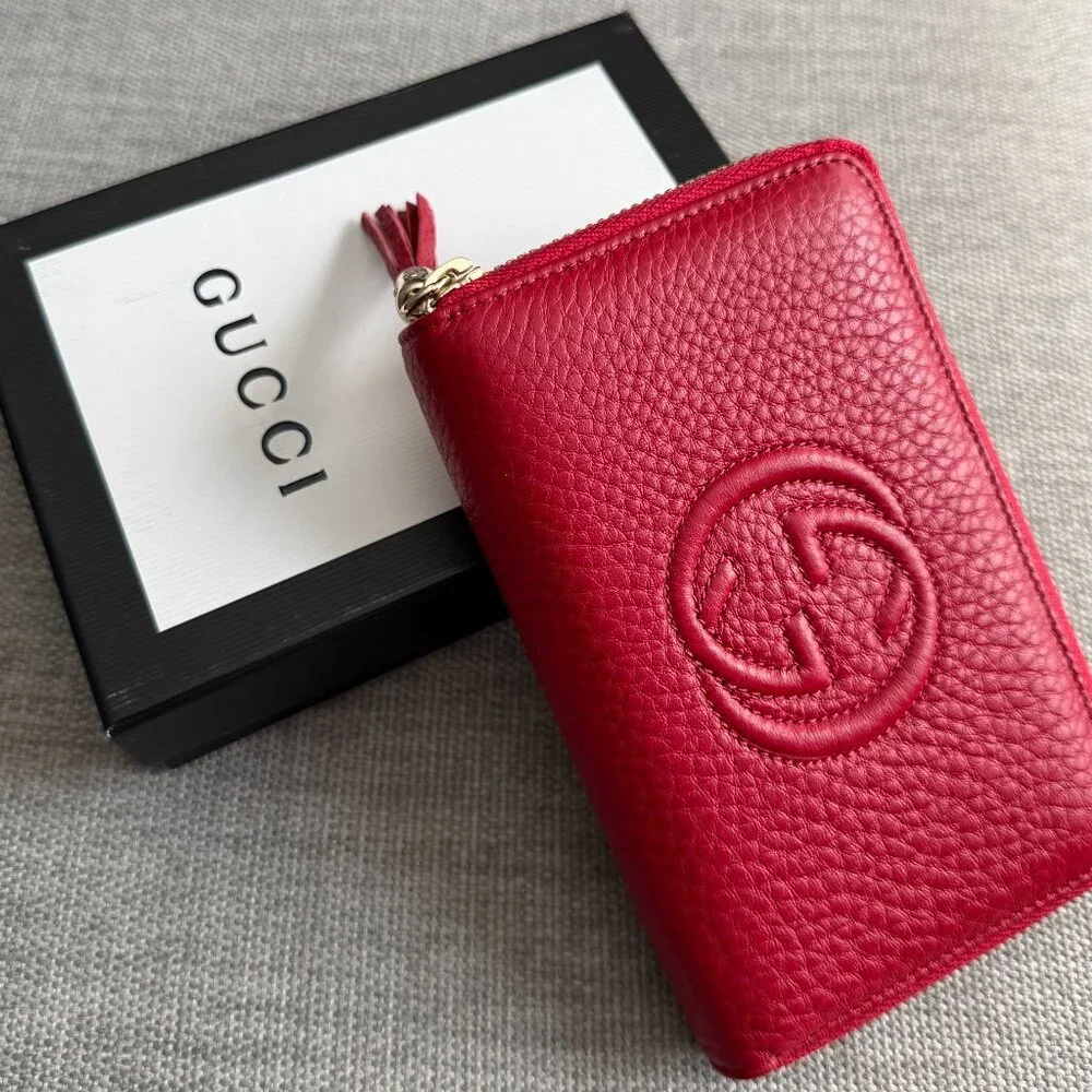 New Gucci Soho Red Leather Wallet - Picture 5 of 6
